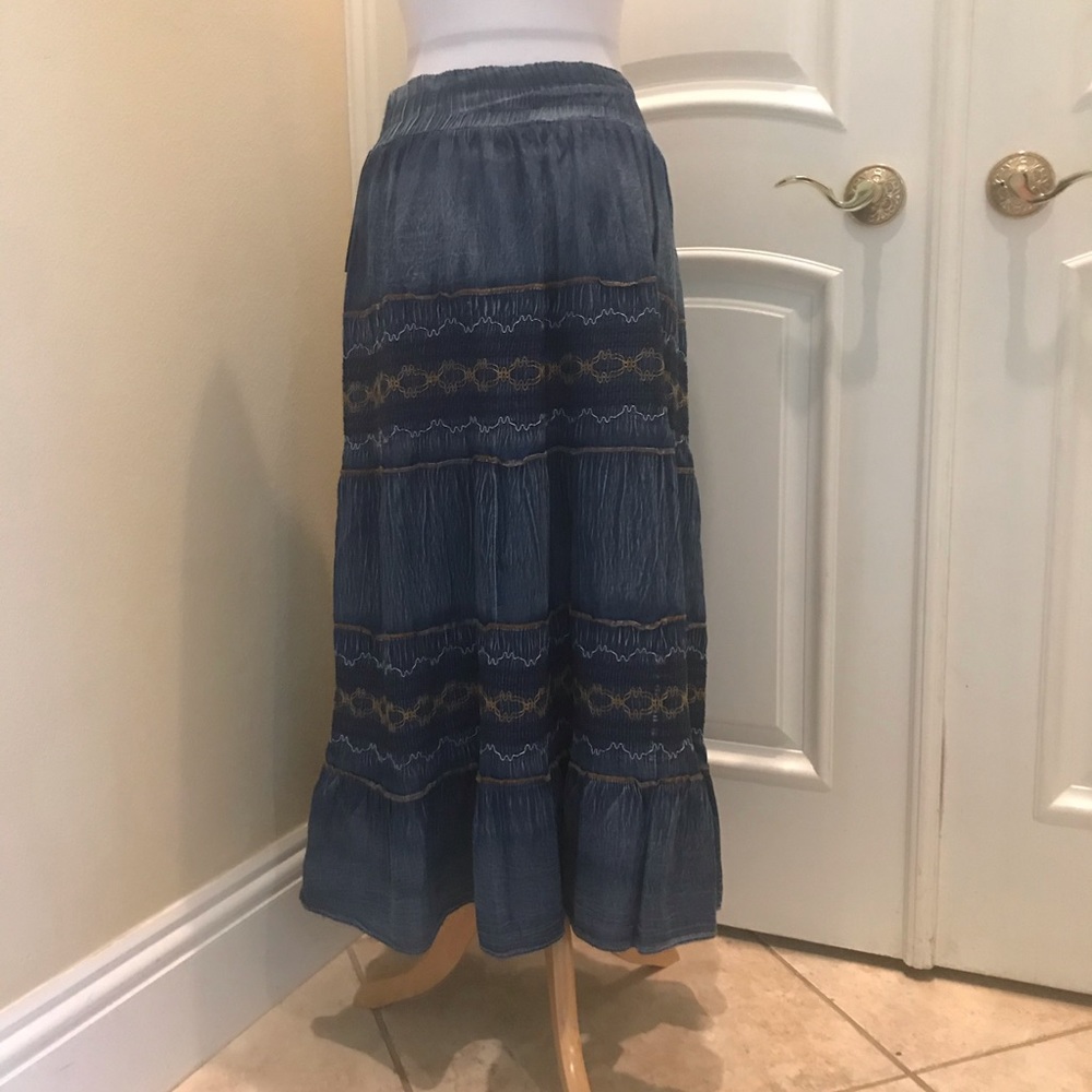 NWT Lapis tiered denim maxi skirt with belt detail - Picture 5 of 6